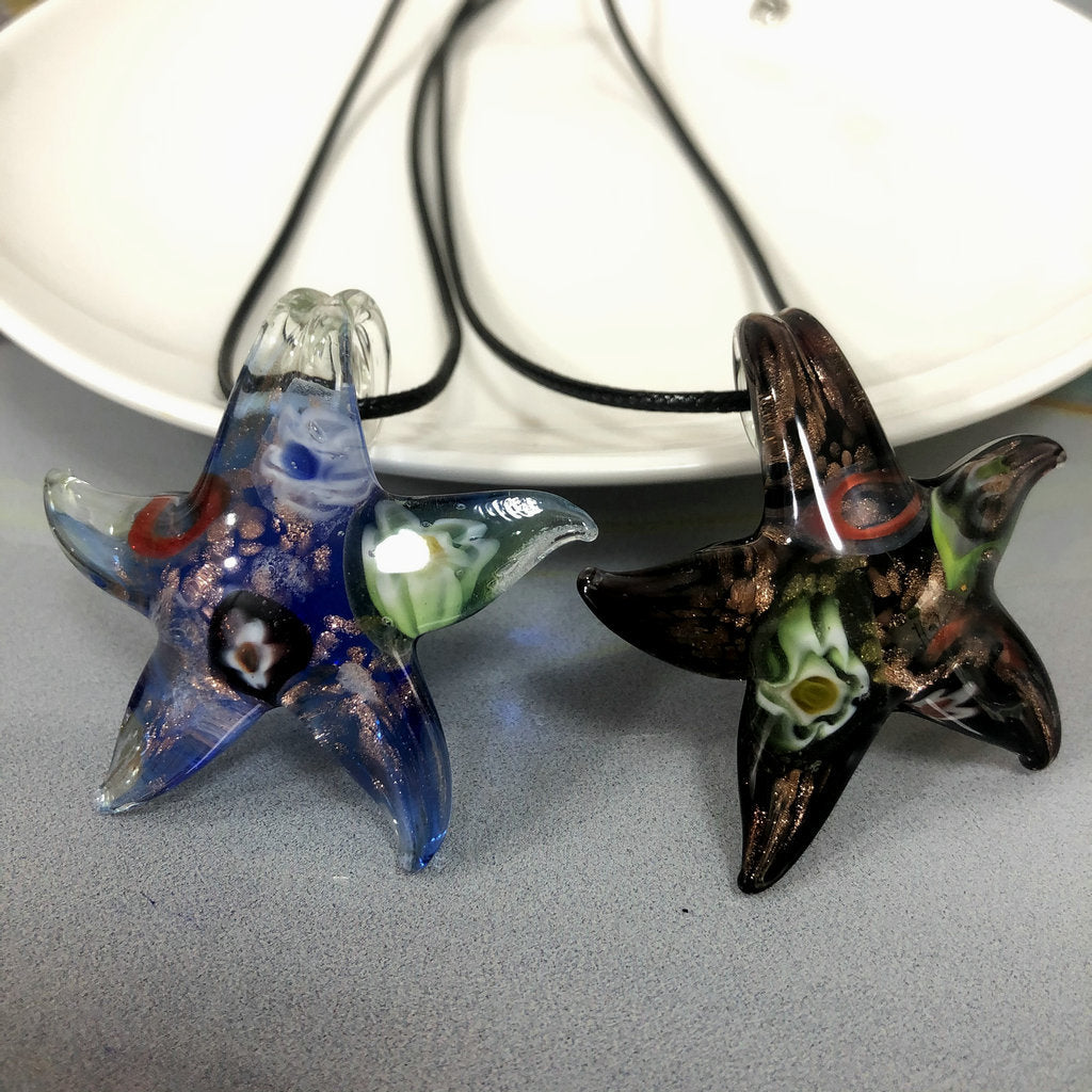 Starfish Art Glass Necklace Pendant