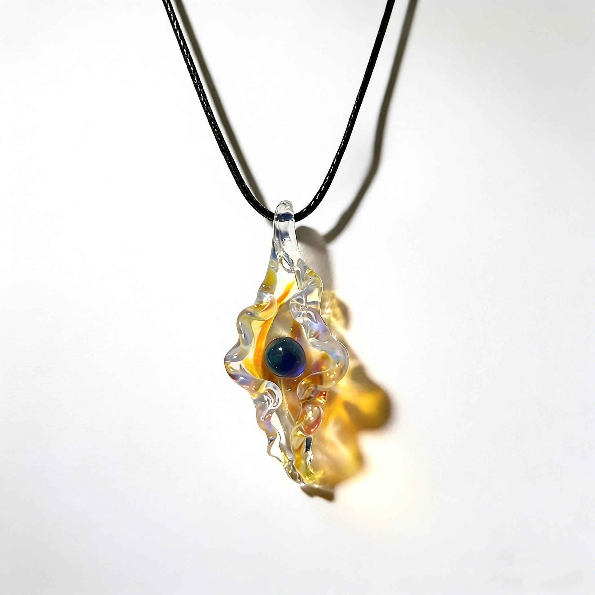 Glass Pearl and Seashell Pendant Necklace