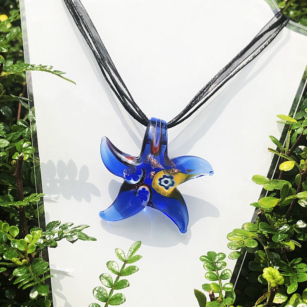 Starfish Art Glass Necklace Pendant