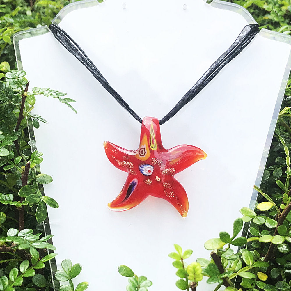 Starfish Art Glass Necklace Pendant