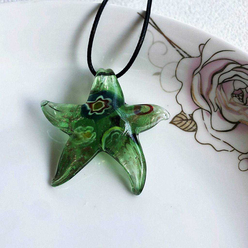 Starfish Art Glass Necklace Pendant
