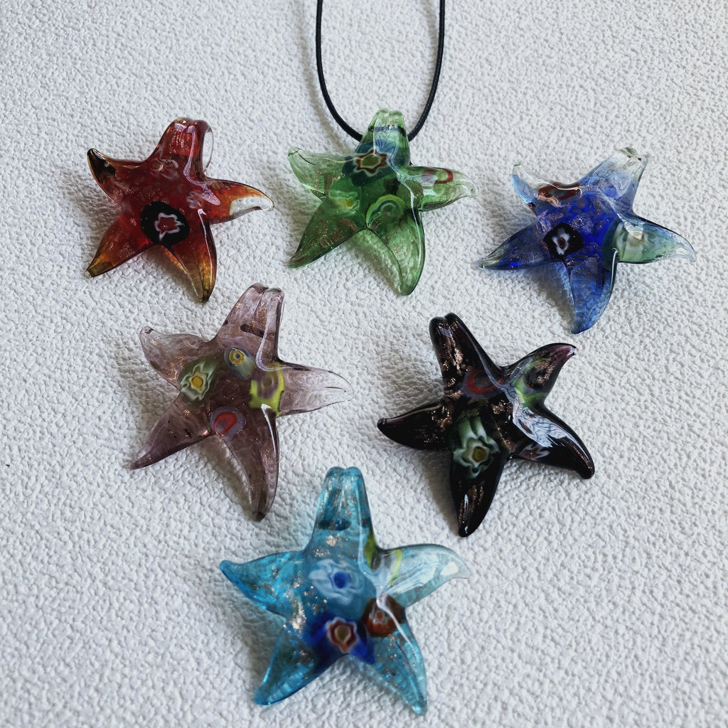 Starfish Art Glass Necklace Pendant