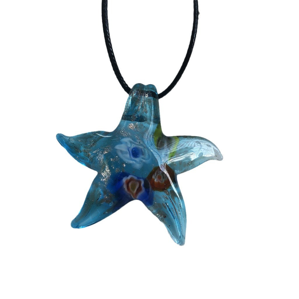 Starfish Art Glass Necklace Pendant