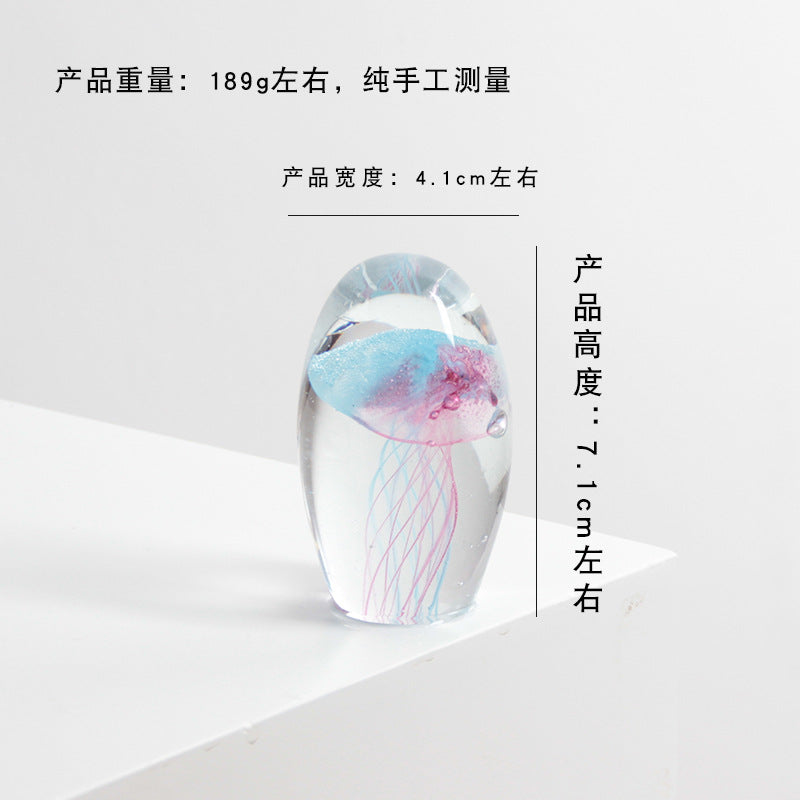 Zibo Glass Handicrafts Ornaments Jellyfish Crystal Ball Marine Animal Desktop Decoration Boshan Specialty Glass Products