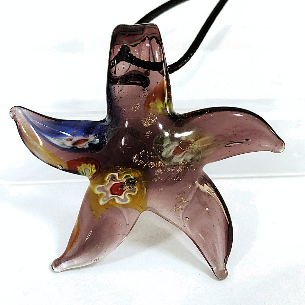 Starfish Art Glass Necklace Pendant