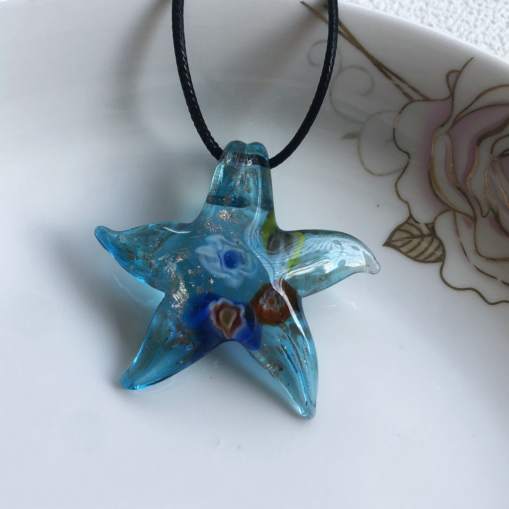 Starfish Art Glass Necklace Pendant