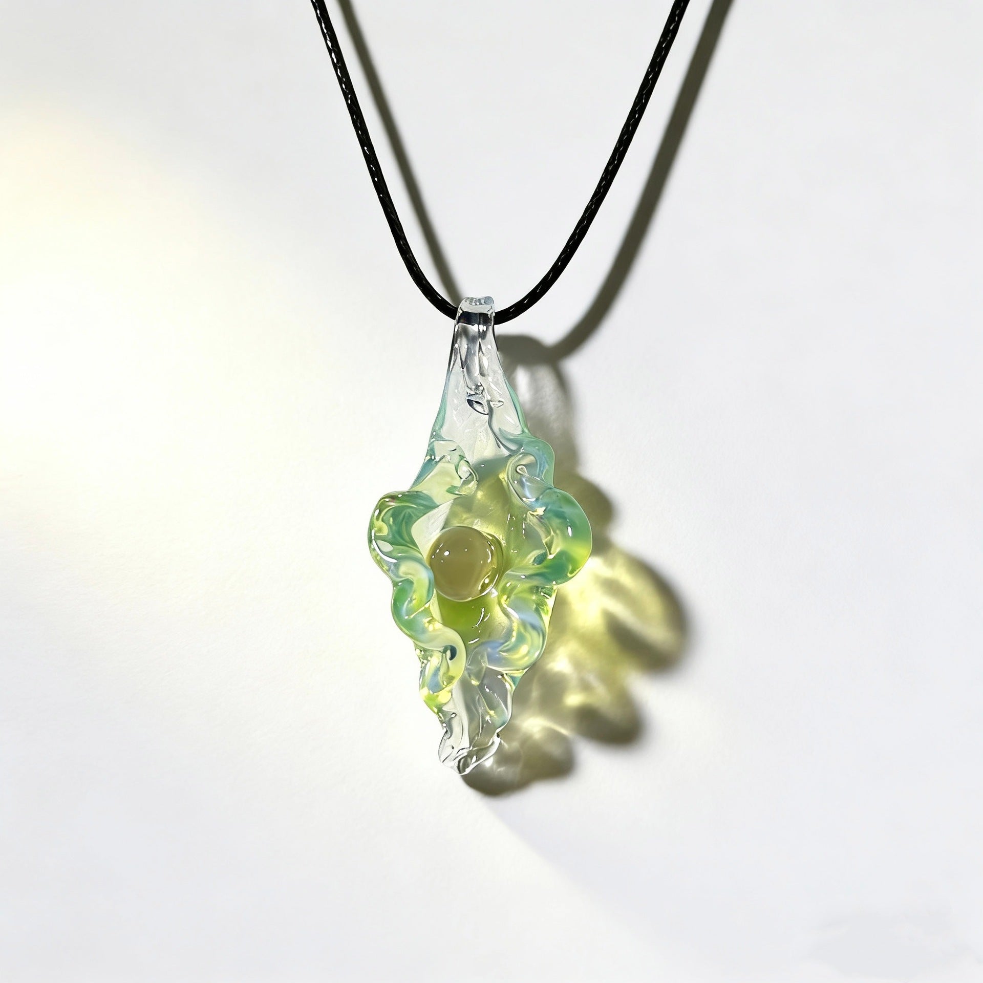 Glass Pearl and Seashell Pendant Necklace