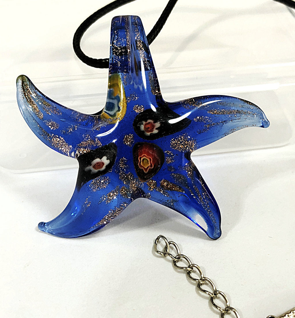 Starfish Art Glass Necklace Pendant
