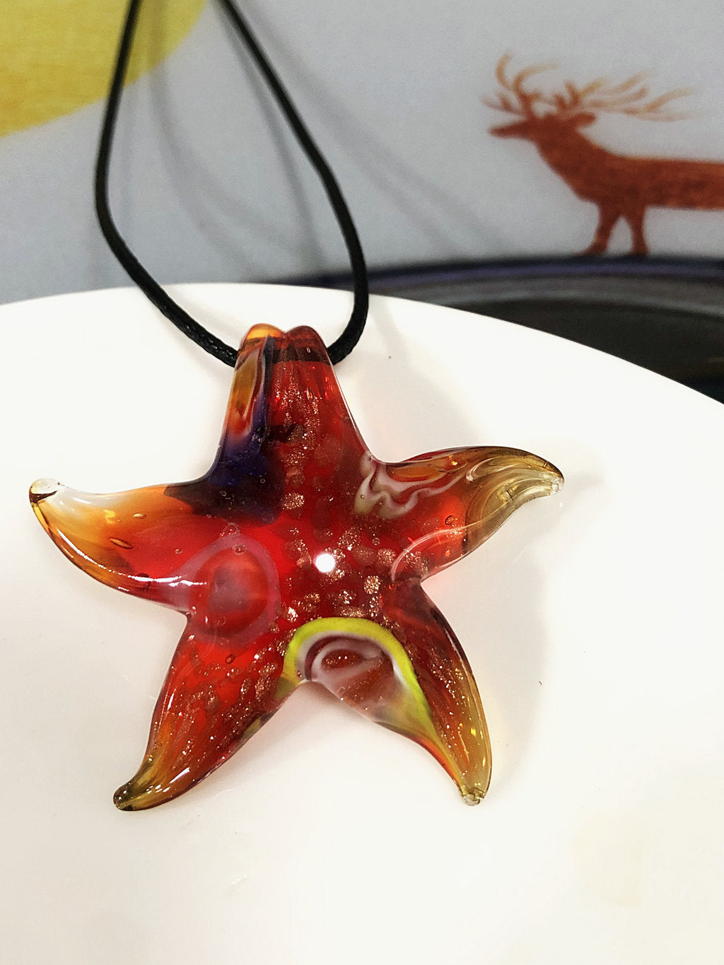 Starfish Art Glass Necklace Pendant