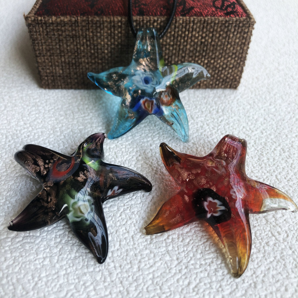 Starfish Art Glass Necklace Pendant